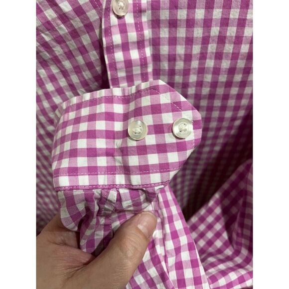 NAUTICA Classic Button Up Shirt Men's 16.5 34/35 Long Sleeve Pink and White - Picture 4 of 7